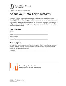 About Your Total Laryngectomy