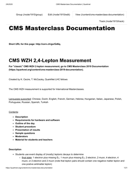 CMS Masterclass Documentation | Quarknet
