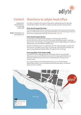 Contact Directions to Adlyte Head Office