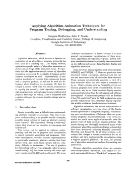 Applying Algorithm Animation Techniques for Program Tracing, Debugging, and Understanding