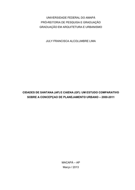 Universidade Federal Do Amapá Pró-Reitoria De Pesquisa E Graduação Graduação Em Arquitetura E Urbanismo