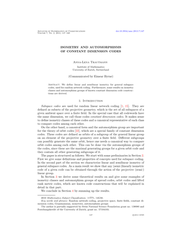 Isometry and Automorphisms of Constant Dimension Codes