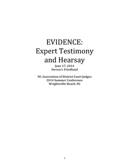 Expert Testimony and Hearsay