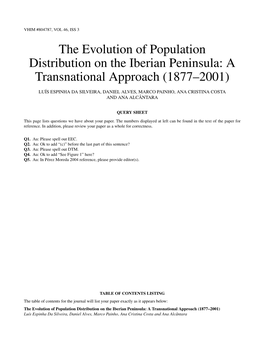The Evolution of Population Distribution on the Iberian Peninsula: a Transnational Approach (1877–2001)