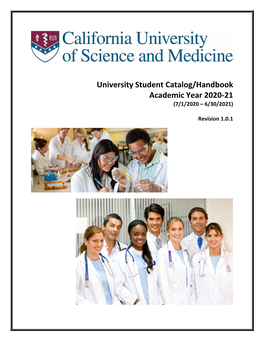 University Student Catalog/Handbook Academic Year 2020-21 (7/1/2020 – 6/30/2021)