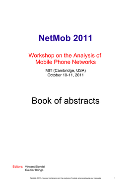 Netmob 2011 Book of Abstracts