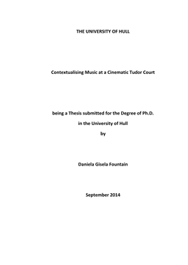 THE UNIVERSITY of HULL Contextualising Music at A