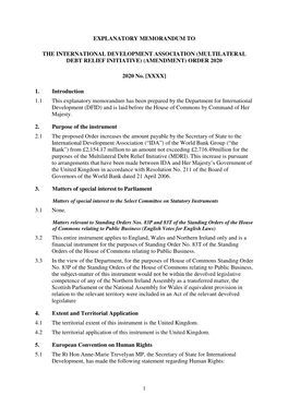 (Multilateral Debt Relief Initiative) (Amendment) Order 2020