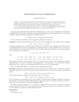 Applications of Local Cohomology