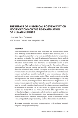 The Impact of Historical Post-Excavation Modifications on the Re-Examination of Human Mummies