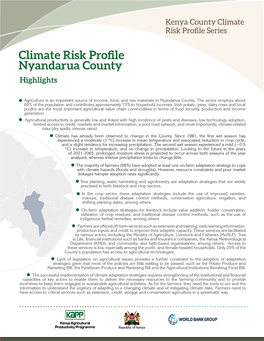 Climate Risk Profile Nyandarua County Highlights