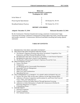 Federal Communications Commission FCC 10-201 Before the Federal