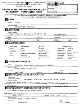 National Register of Historic Places Inventory -- Nomination Form