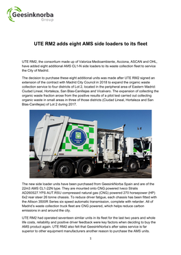 UTE RM2 Adds Eight AMS Side Loaders to Its Fleet