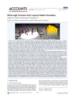 White-Light Emission from Layered Halide Perovskites Matthew D
