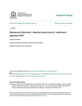 Blackwood Catchment : Beaufort Zone (Zone 4) : Catchment Appraisal 2002