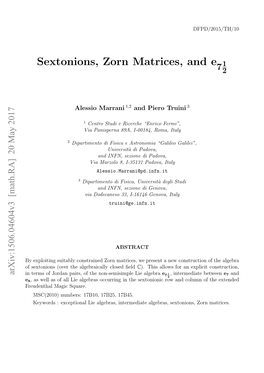 Sextonions, Zorn Matrices, and E 1 72