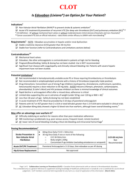 Is Edoxaban for My Patient? (From CLOT Group)