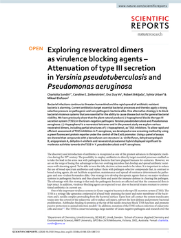 Attenuation of Type III Secretion in Yersinia Pseudotuberculosis and Pseudomonas Aeruginosa Charlotta Sundin1*, Caroline E