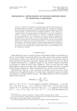 Topological Applications of Stanley-Reisner Rings of Simplicial Complexes