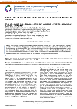 Agricultural Mitigation and Adaptation to Climate Change in Nigeria: an Overview