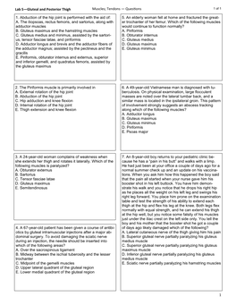 Lab 5—Gluteal and Posterior Thigh 1 1. Abduction of the Hip Joint Is