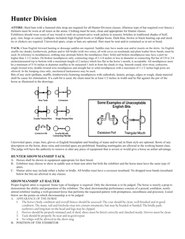 2021 State Horse Show Hunter Division Rules