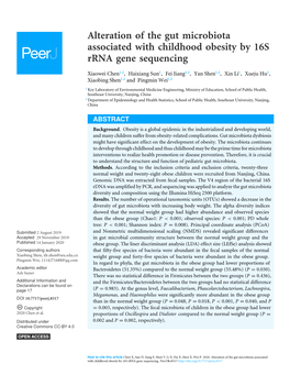 Alteration of the Gut Microbiota Associated with Childhood Obesity by 16S Rrna Gene Sequencing