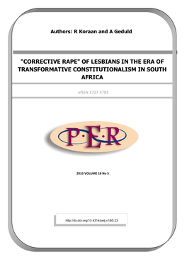 Of Lesbians in the Era of Transformative Constitutionalism in South Africa