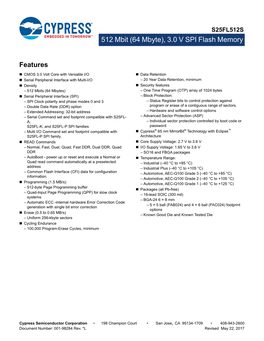 3.0V SPI Flash Memory Document Number: 001-98284 Orig
