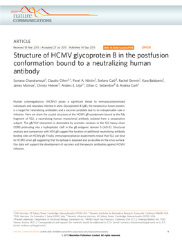 Structure of HCMV Glycoprotein B in the Postfusion Conformation Bound to a Neutralizing Human Antibody