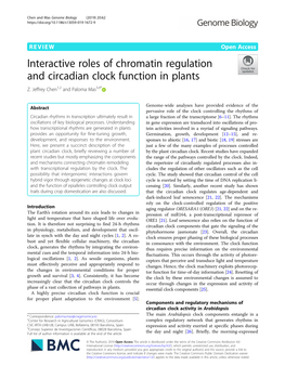 Interactive Roles of Chromatin Regulation and Circadian Clock Function in Plants Z