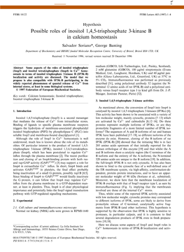 Possible Roles of Inositol 1,4,5-Trisphosphate 3-Kinase B In