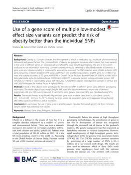 Use of a Gene Score of Multiple Low-Modest Effect Size Variants Can