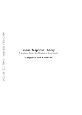 Linear Response Theory — a Modern Analytic-Algebraic Approach