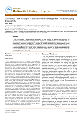 Taxonomy-The Crucial Yet Misunderstood and Disregarded