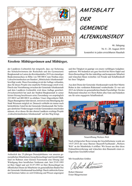 August 2018 AMTSBLATT 1 DER GEMEINDE ALTENKUNSTADT