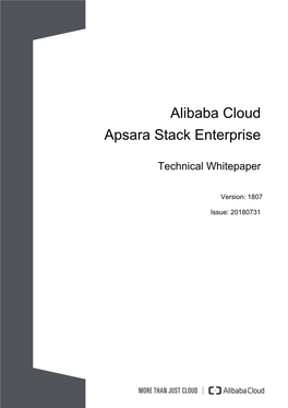 Alibaba Cloud Apsara Stack Enterprise