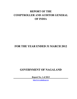 For the Year Ended 31 March 2012 Government of Nagaland