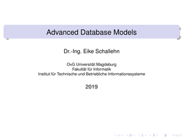 Advanced Database Models