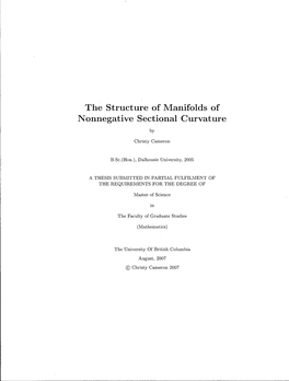 The Structure of Manifolds of Nonnegative Sectional Curvature