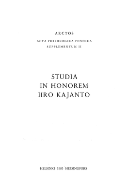 Studia in Honorem Iiro Kajanto