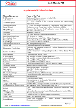 Study Material PDF Appointments 2015(Jan-October)