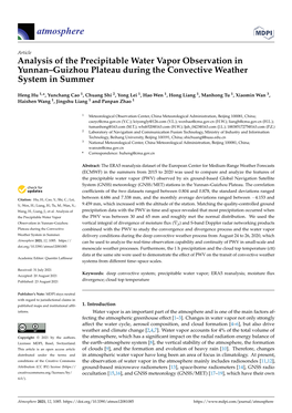 Analysis of the Precipitable Water Vapor Observation in Yunnan–Guizhou Plateau During the Convective Weather System in Summer