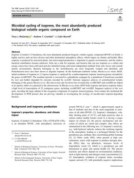 Microbial Cycling of Isoprene, the Most Abundantly Produced Biological Volatile Organic Compound on Earth