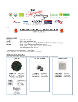 Specialty Tea Profile