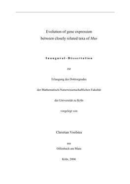 Evolution of Gene Expression Between Closely Related Taxa of Mus