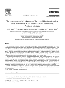 The Environmental Significance of the Remobilisation of Ancient Mass Movements in the Atbara–Tekeze Headwaters, Northern Ethiopia