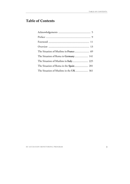 Table of Contents