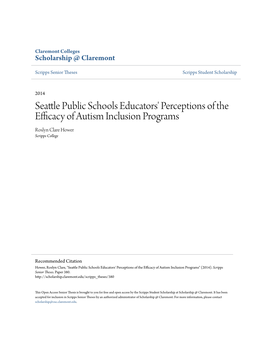 Seattle Public Schools Educators' Perceptions of the Efficacy Of